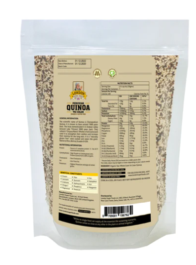 LONDON SUPER FOODS Peruvian Organic Quinoa Tricolor, 350g - Gluten Free