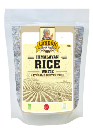 LONDON SUPER FOODS Himalayan Natural White Basmati Rice, 350g - Gluten Free