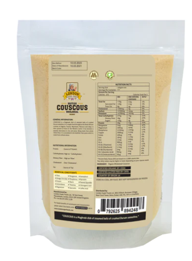 LONDON SUPER FOODS British Organic Wholemeal Couscous, 350g