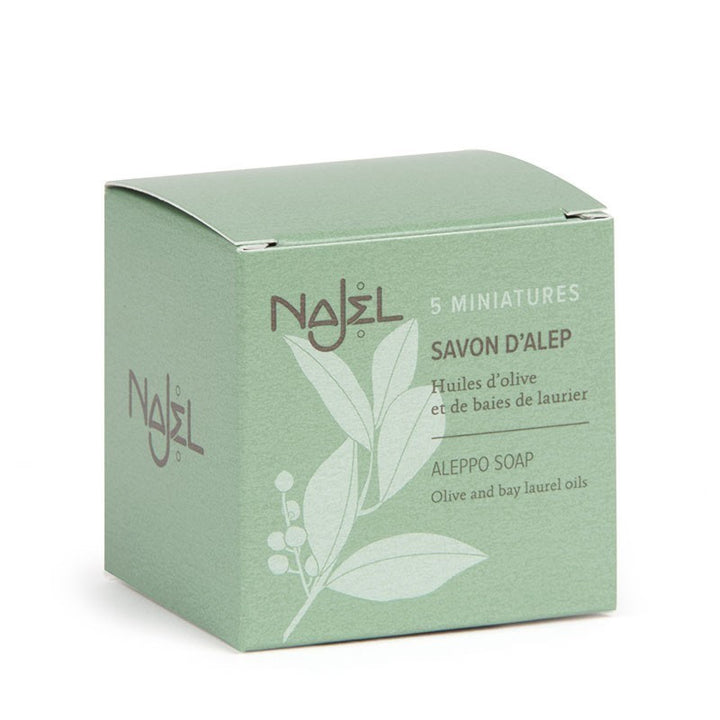 NAJEL Organic Skincare - Miniature Aleppo Soap Olive &amp; Bay Laurel Oils, 5x20g, Organic, Vegan