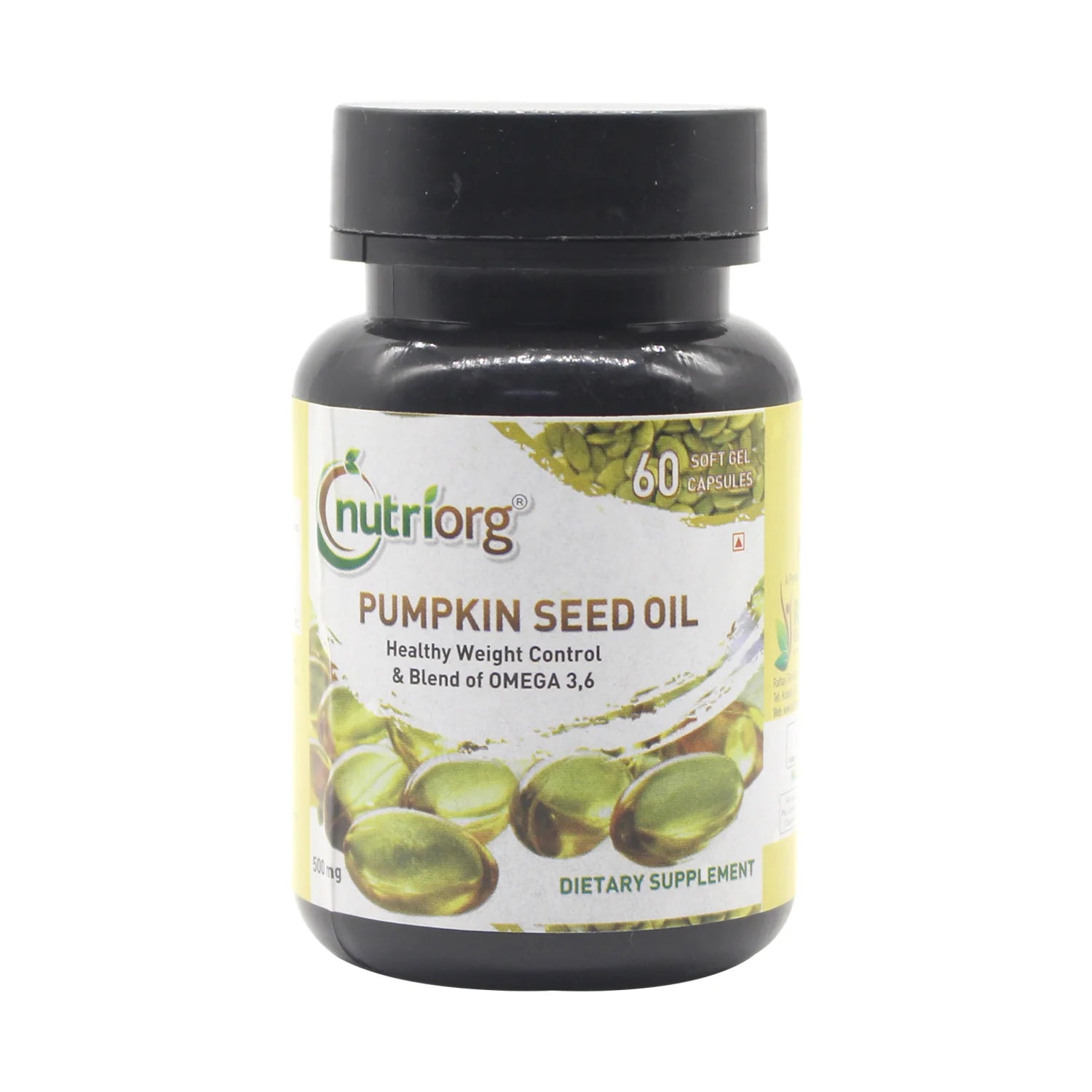 NUTRIORG Pumpkin Seed Oil Soft Gel 60 Capsules Bottle, 500Mg