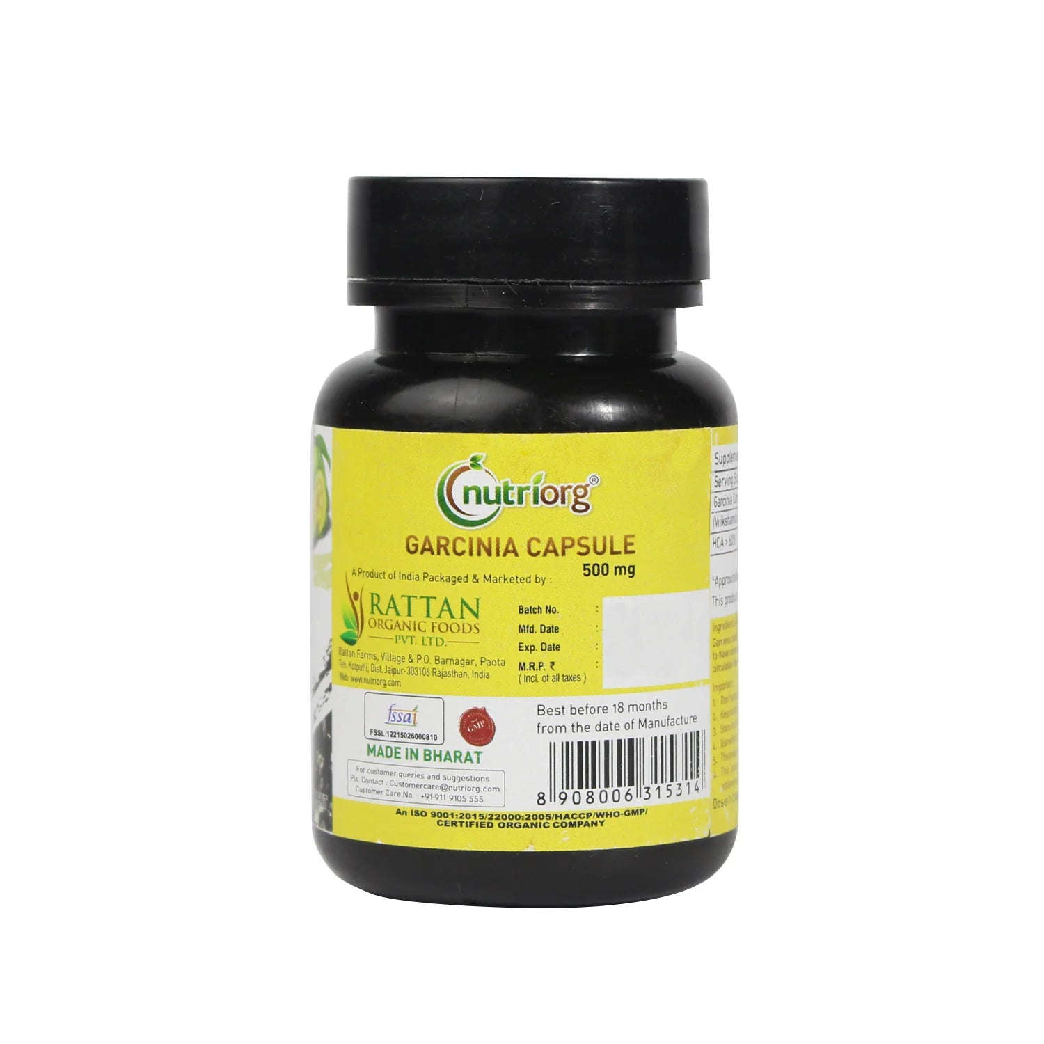 NUTRIORG Garcinia Soft Gel 60 Capsules Bottle, 500Mg