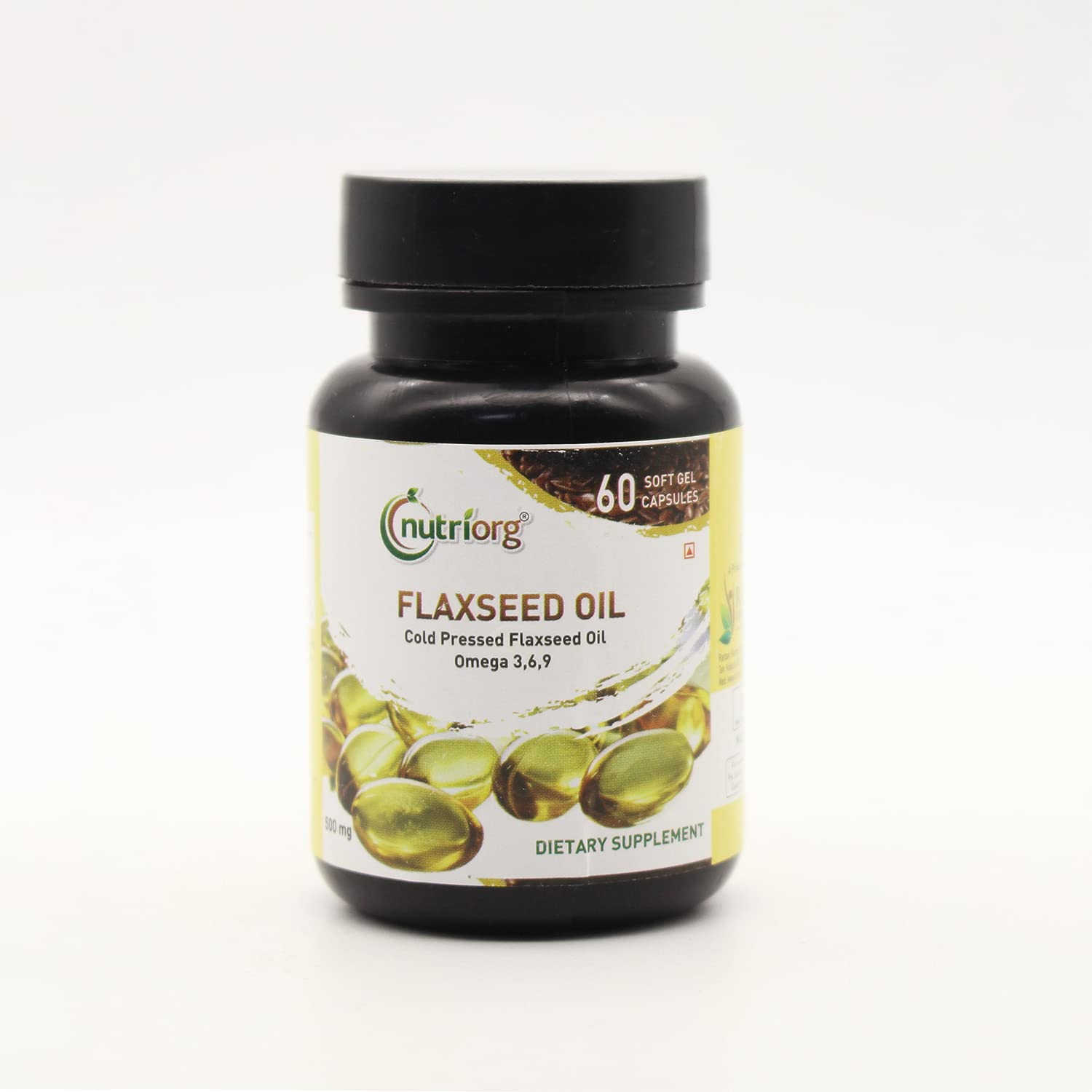 NUTRIORG Flaxseed Oil Soft Gel 60 Capsules Bottle, 500Mg