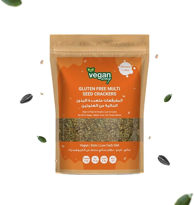 VEGAN WAY Multi Seed Crackers - Vegan, Gluten Free, Keto Friendly, Sugar Free - 100g