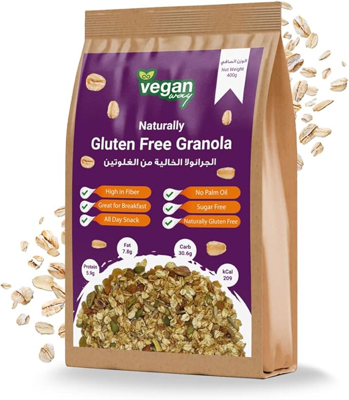 VEGAN WAY Paleo Nut Granola Healthy Breakfast Cereal - Vegan, Gluten Free, Sugar Free - 400g
