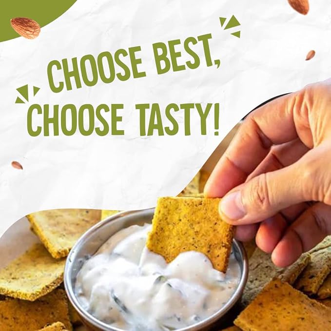 VEGAN WAY Almond Flax Crackers - Vegan, Gluten Free, Keto Friendly, Sugar Free - 100g