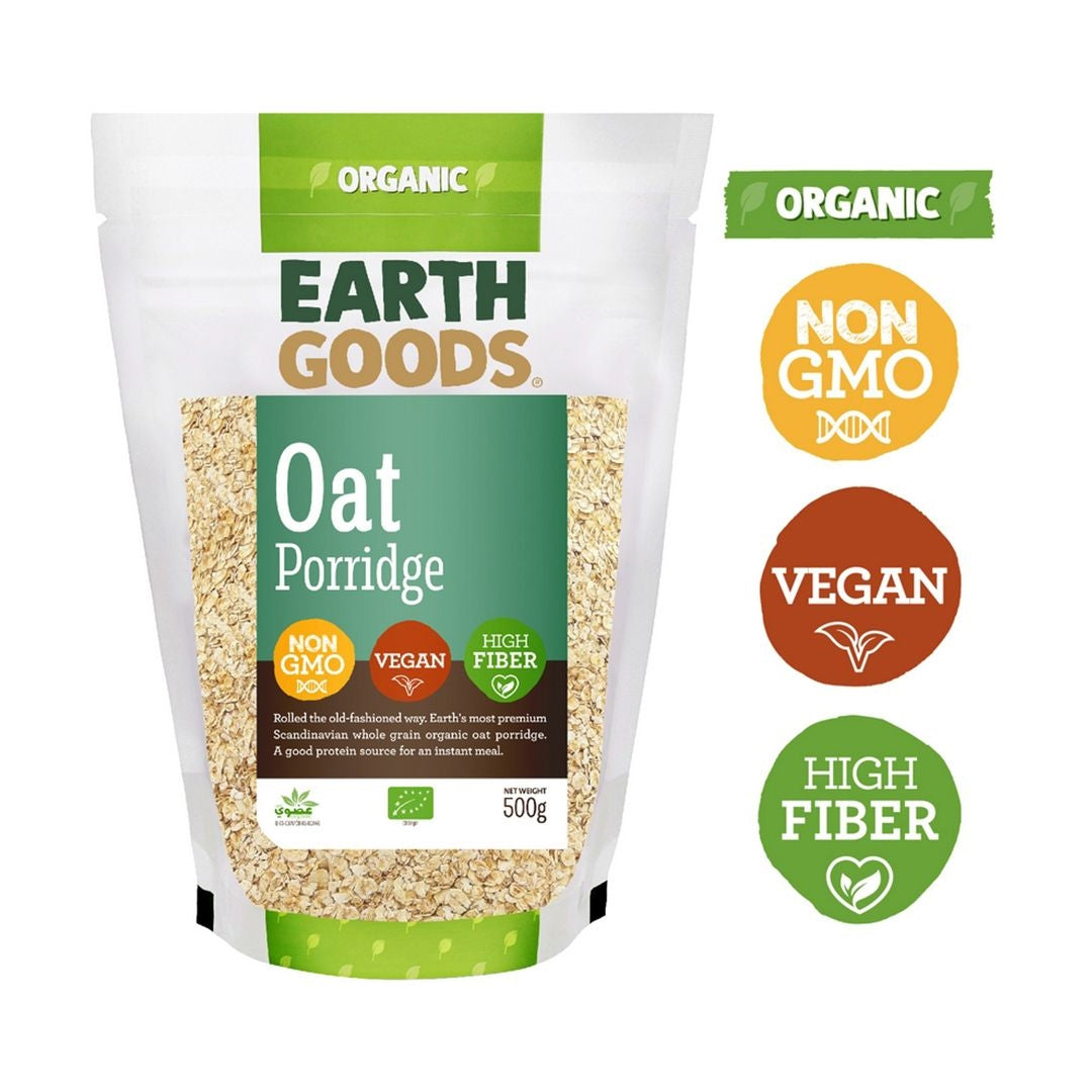 EARTH GOODS Organic Oat Porridge, 500g - Organic, Vegan, Gluten Free, Non GMO