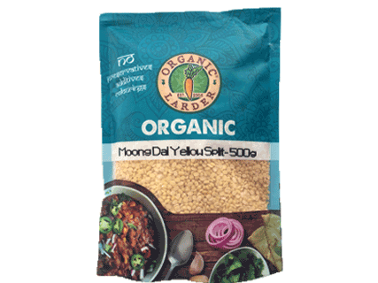 ORGANIC LARDER Moong Dal Yellow Split, 500g - Organic, Vegan
