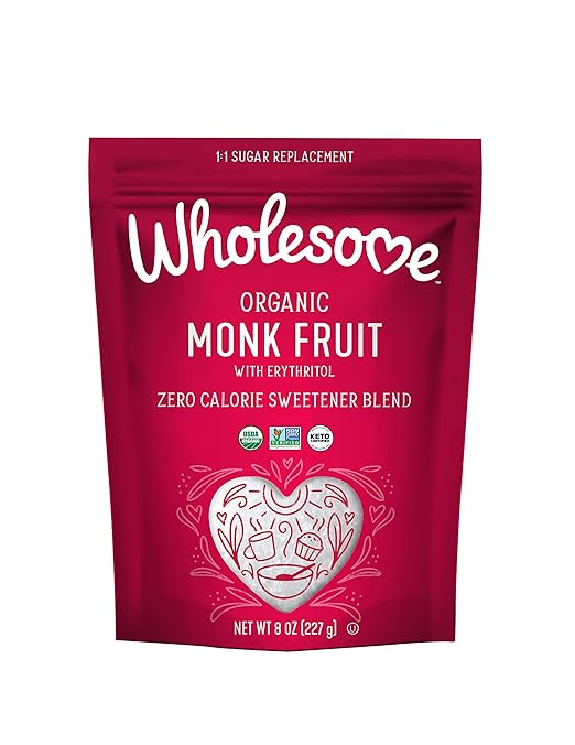 WHOLESOME Sweeteners Organic Monk Fruit Sweetener - Pack of 8 (227g each)