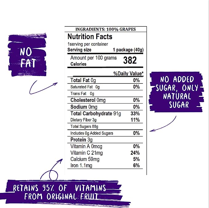 BONAF Crunchy Freeze Dried Grapes, 20g