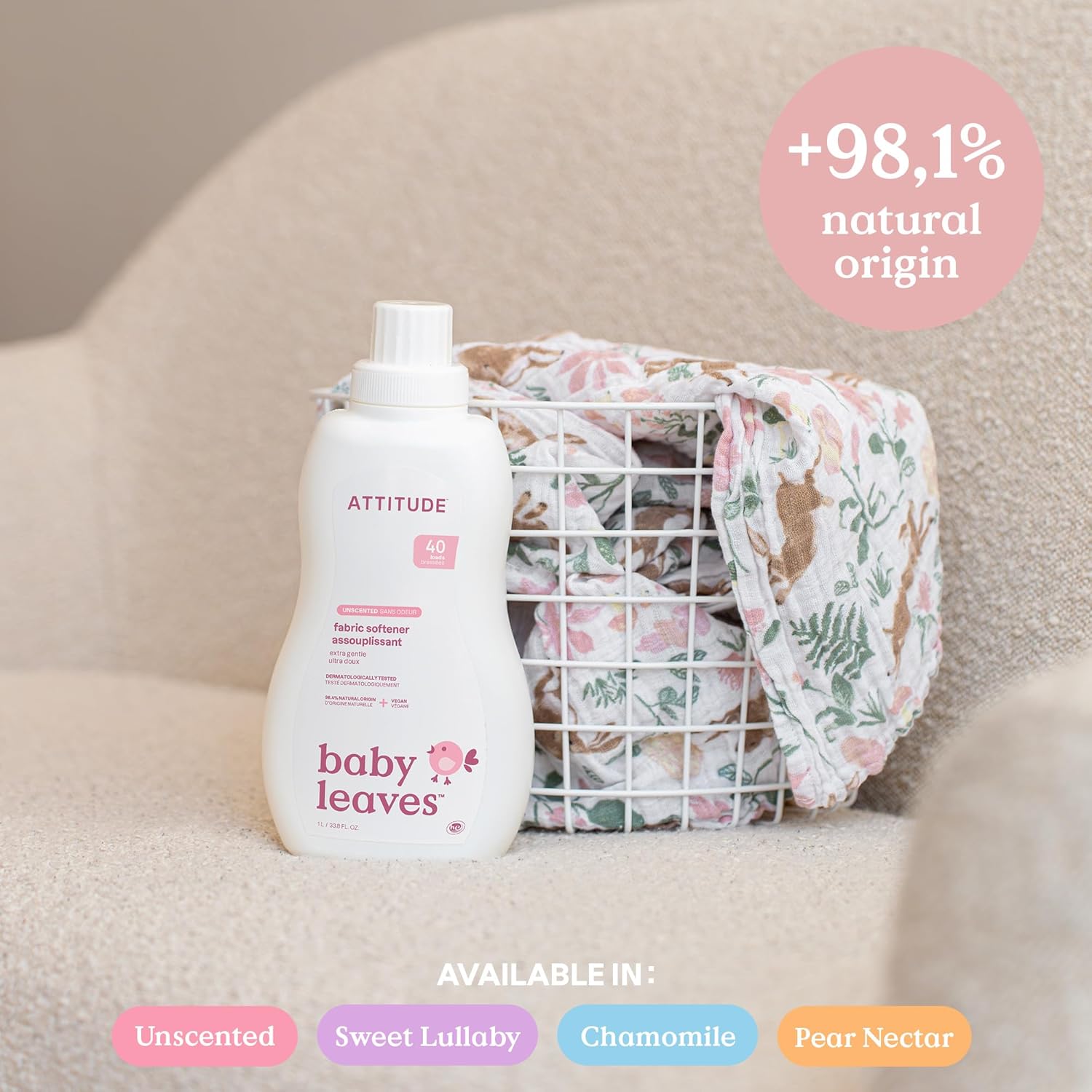 ATTITUDE Fabric Softener - 40 loads Pear Nectar Pack of 6 (1.04L each)