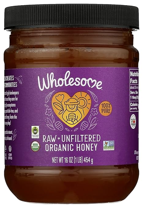 WHOLESOME Sweeteners Organic Honey, Raw Unfiltered - Pack of 6 (454g each)