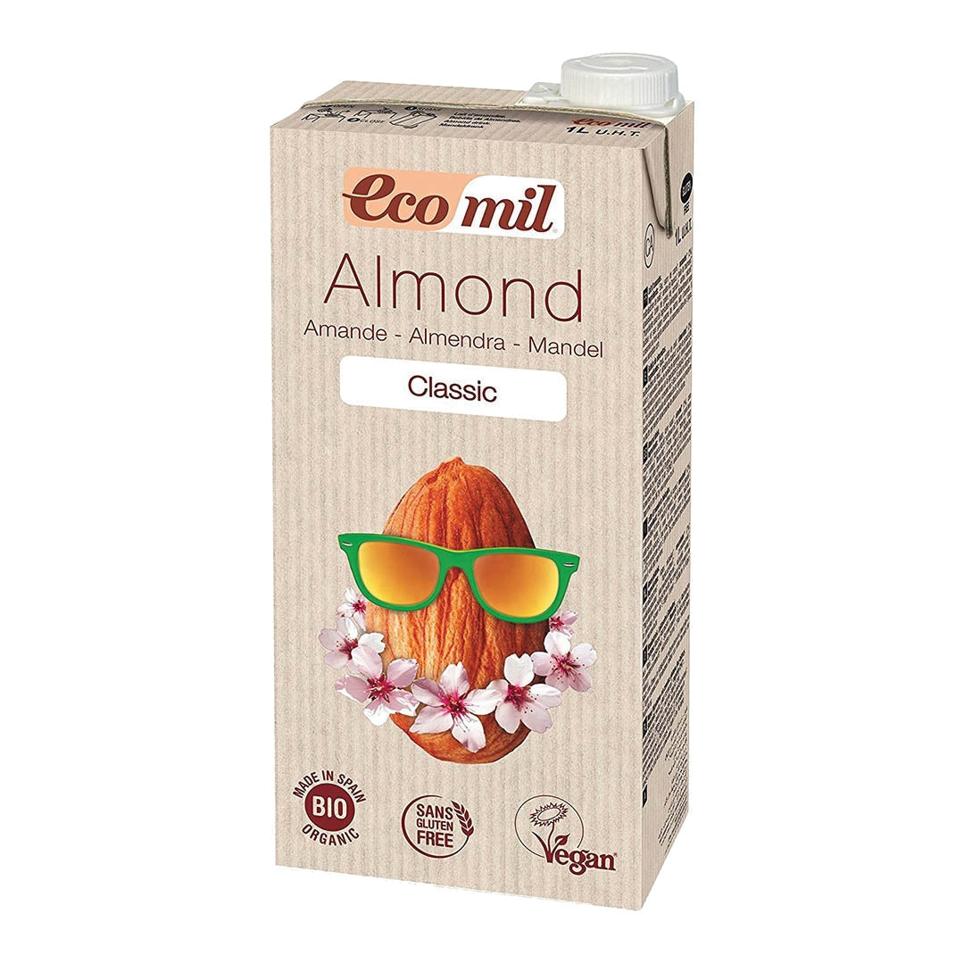 ECOMIL Almond Milk Classic Sugar Free, 1Ltr - Organic, Vegan, Gluten Free, Sugar Free, Lactose Free