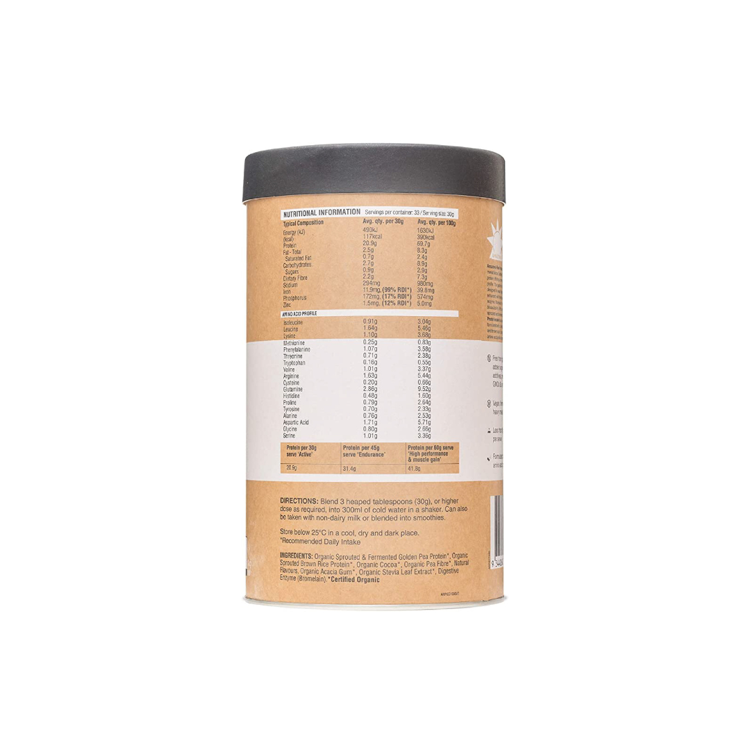 AMAZONIA RAW Chocolate Coconut Pea/Rice Protein Isolate, 1Kg, Vegan