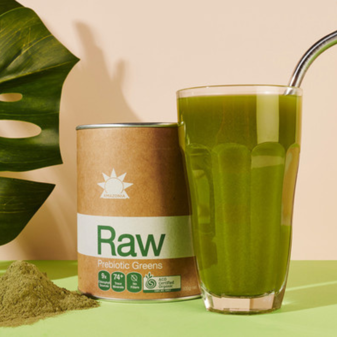 AMAZONIA RAW Prebiotic Nutrients Greens, 120g, Organic, Vegan