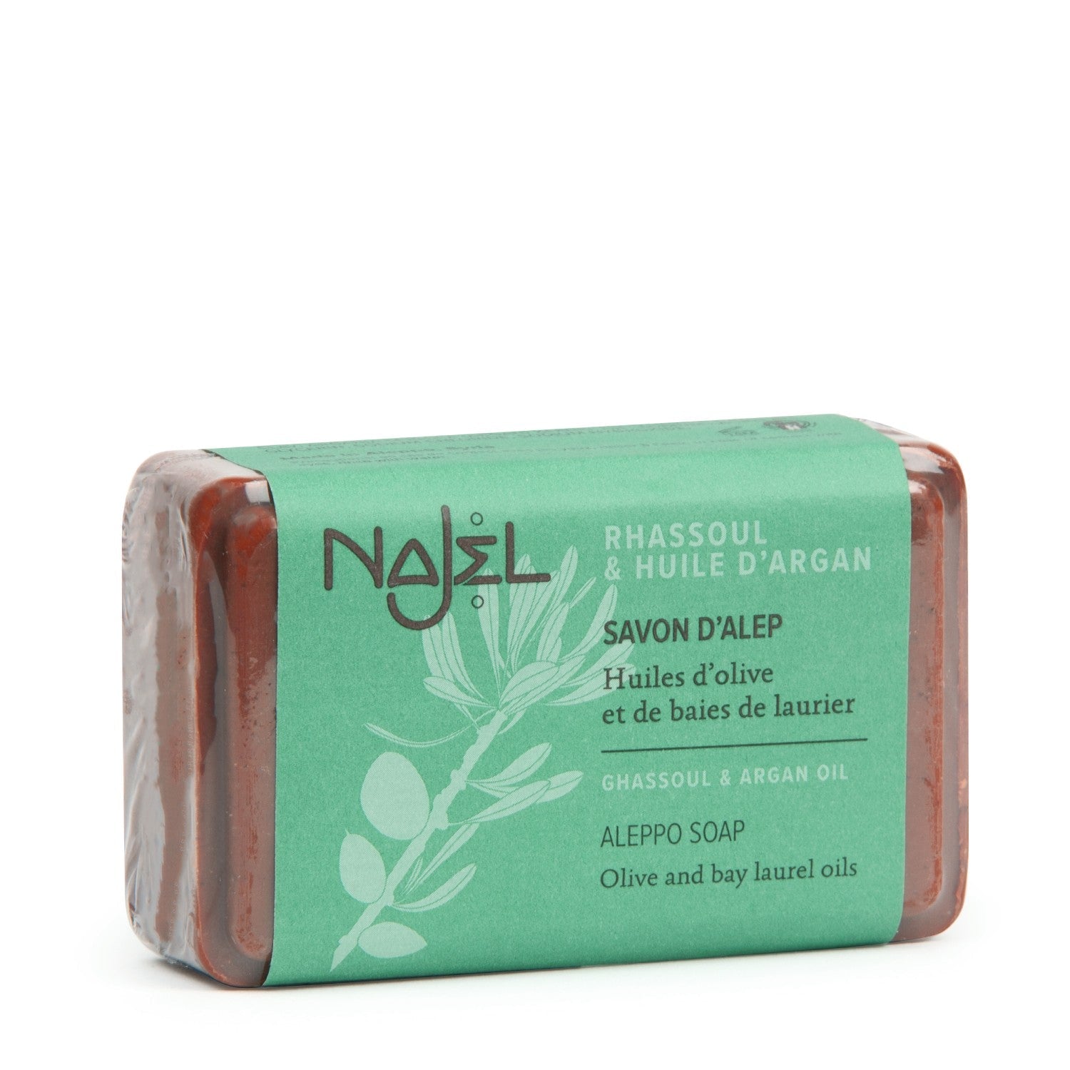 NAJEL Organic Skincare - Aleppo Soap Ghassoul & Argan Oil, 100g