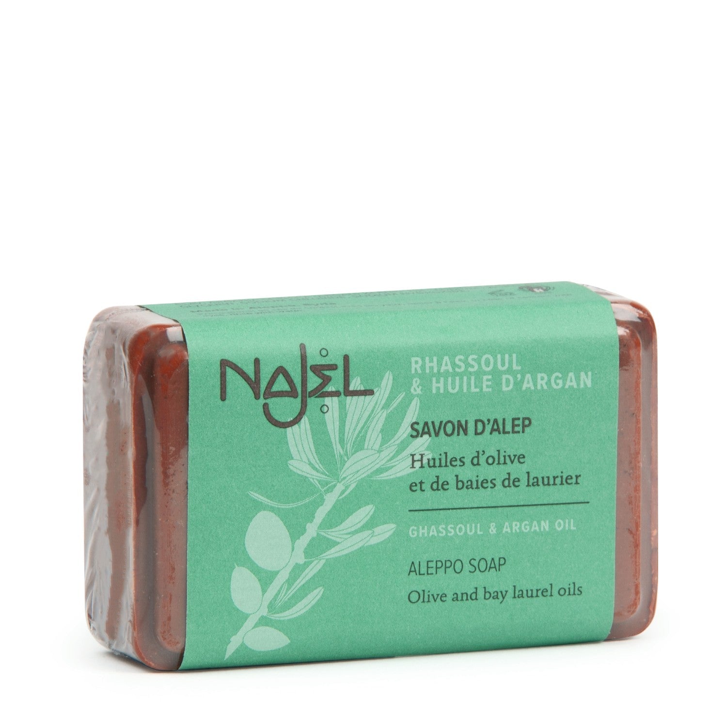 NAJEL Organic Skincare - Aleppo Soap Ghassoul &amp; Argan Oil, 100g, Organic, Vegan