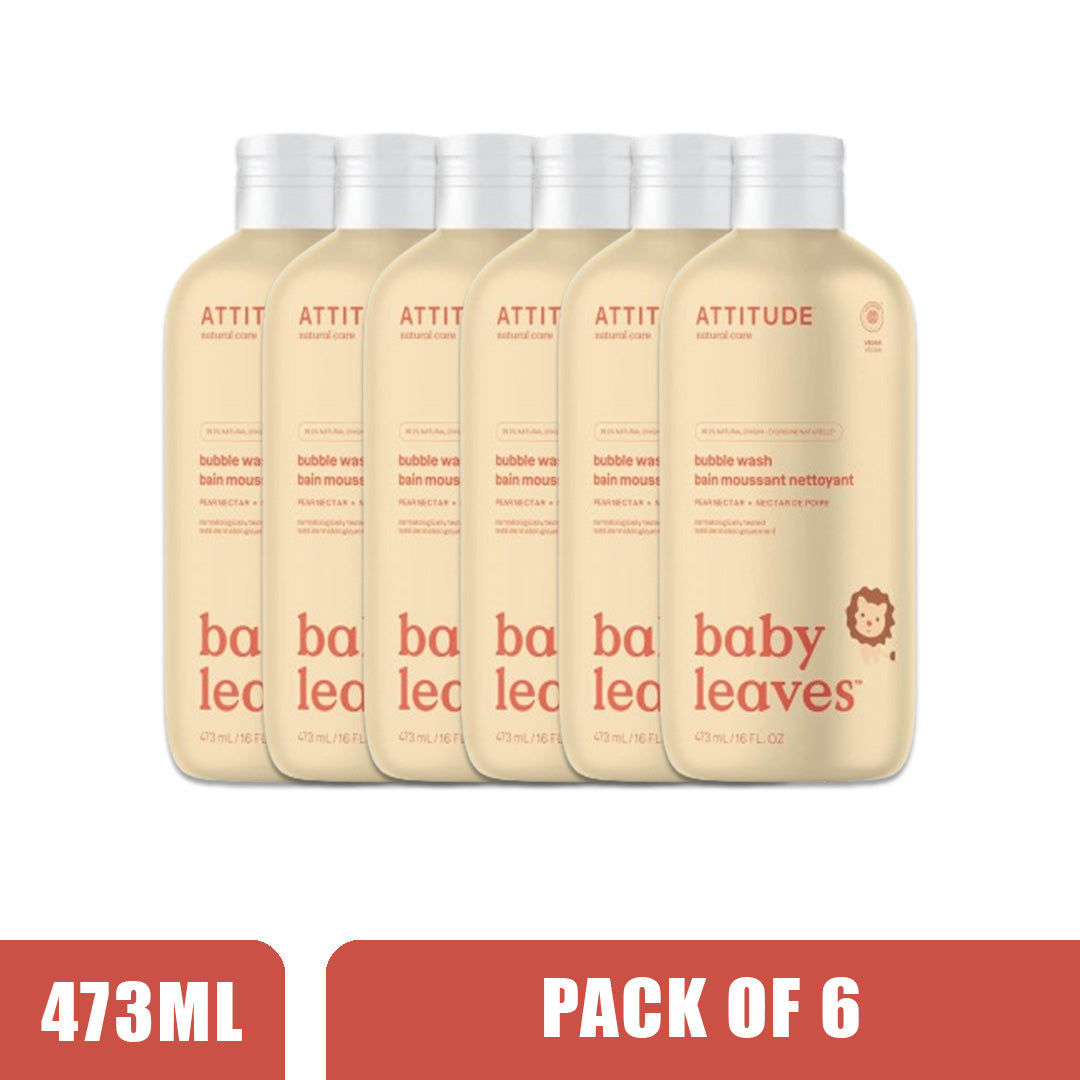 ATTITUDE Baby Leaves Bubble Wash pear nectar - Pack of 6 (475ml each)