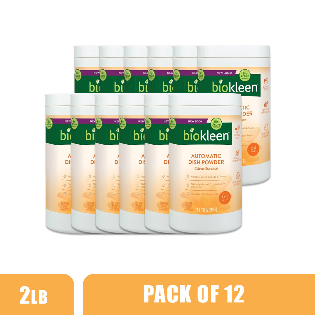 BIOKLEEN Citrus Automatic Dish Soap Powder - Pack of 12 (2lb each)