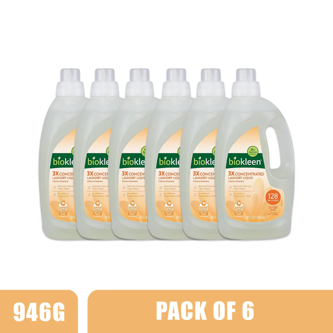 BIOKLEEN Laundry Liquid Citrus Essence Pack of 6 (946g each)