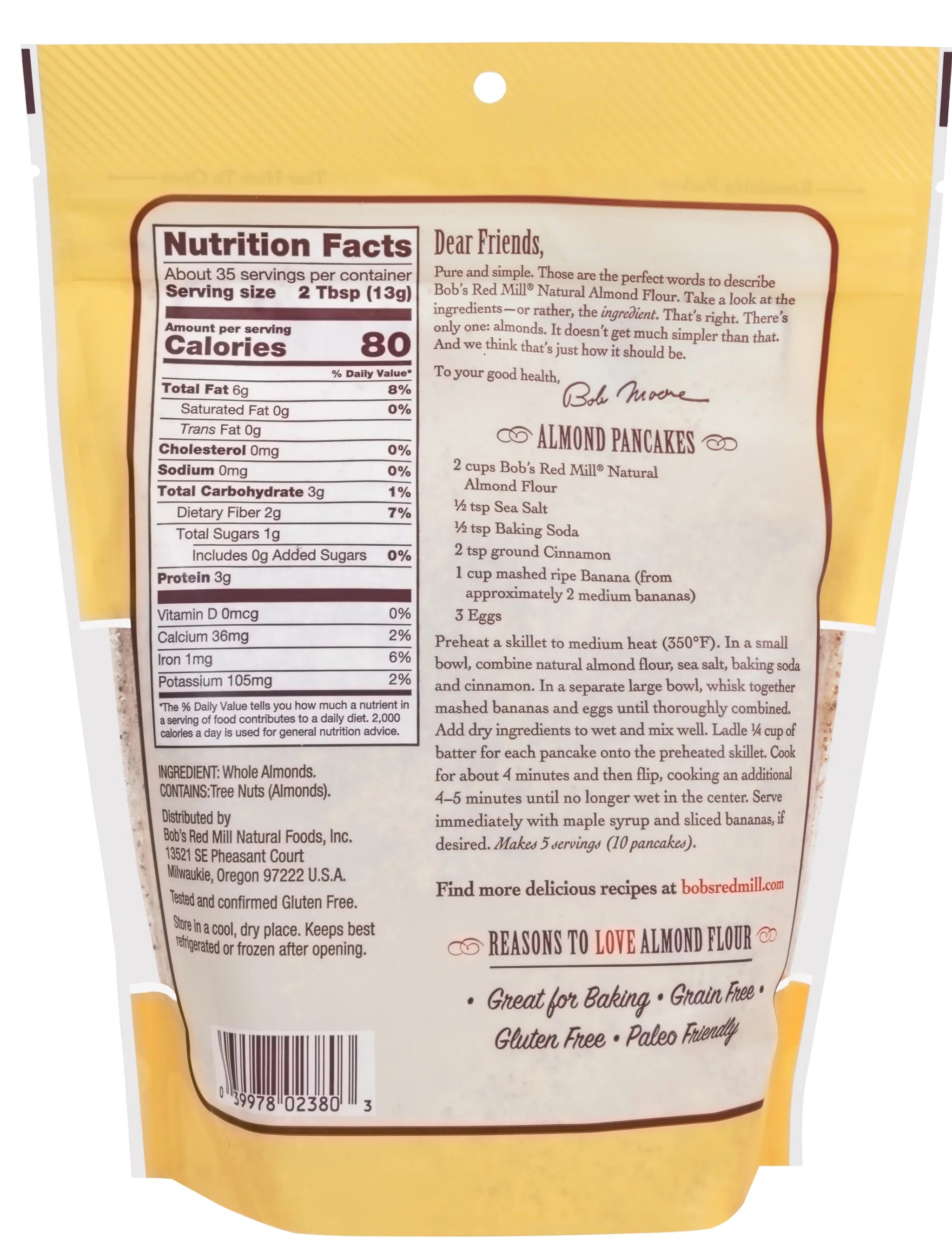 BOB'S RED MILL Super Fine Natural Almond Flour, 453g, Gluten Free