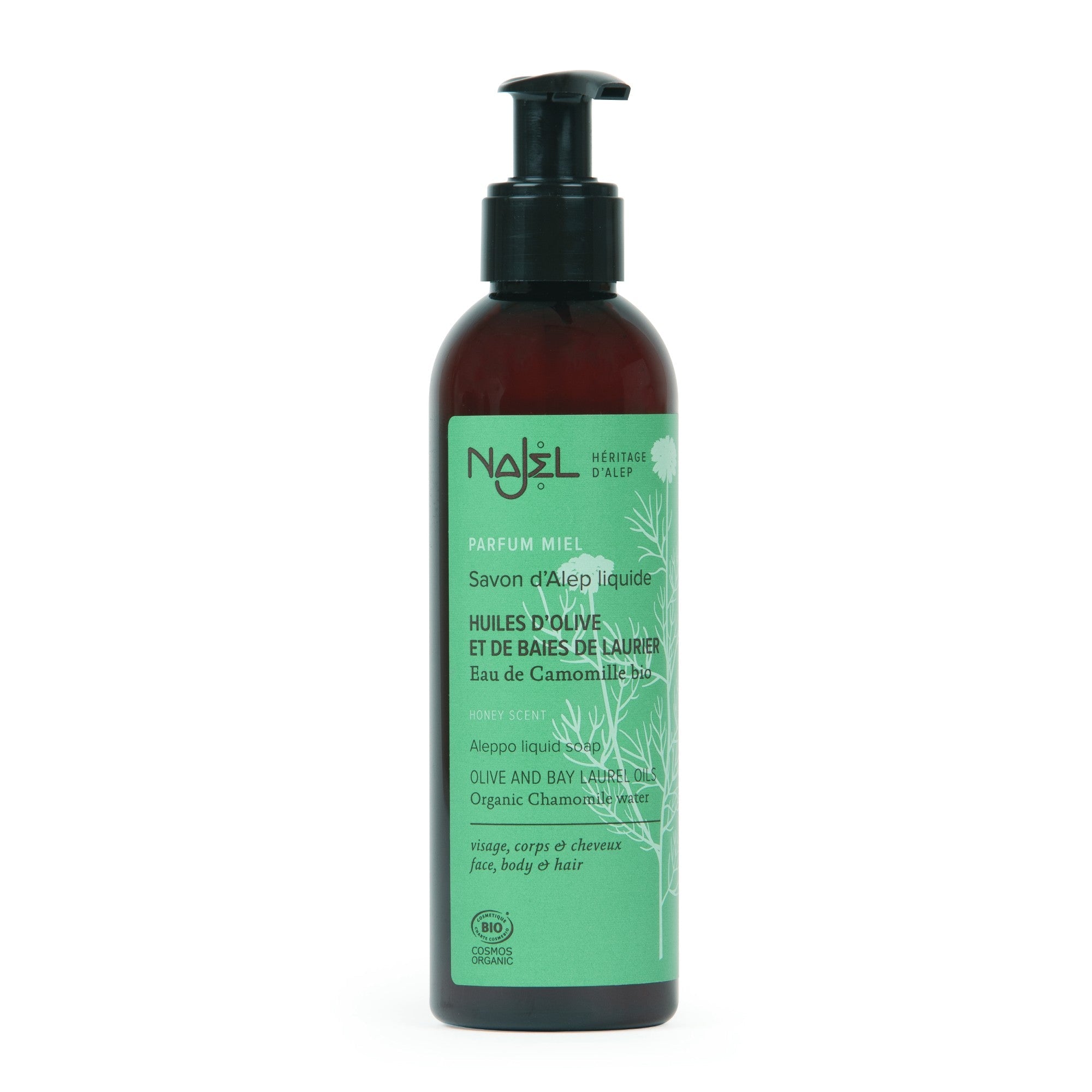 NAJEL Organic Skincare - Aleppo Liquid Soap Honey Scent, 200ml, Organic, Vegan