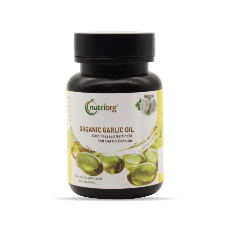 NUTRIORG Garlic Oil Soft Gel 60 Capsules Bottle, 500Mg