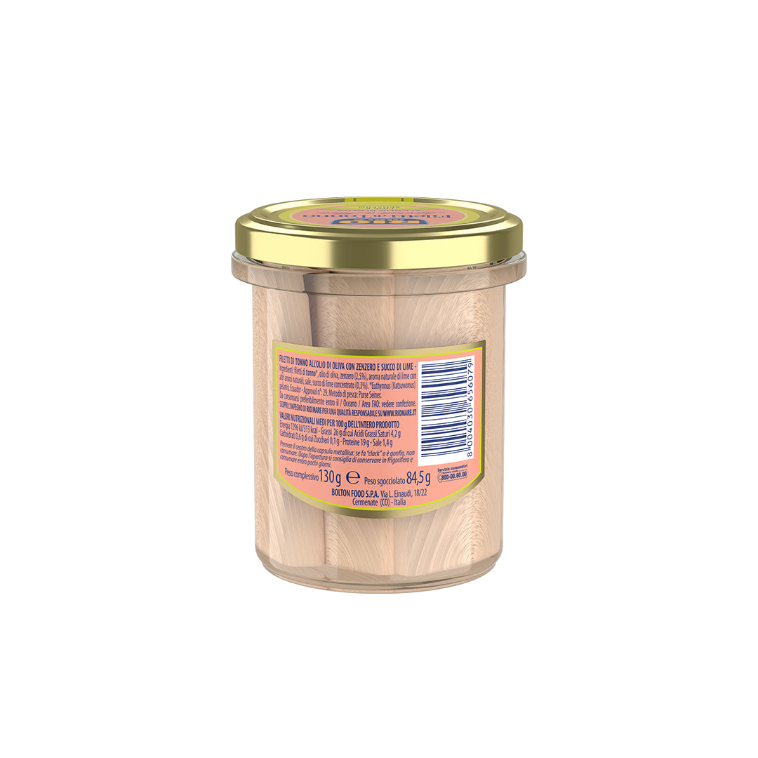 RIO MARE Tuna Fillets in Olive Oil with Lime & Ginger, 130g