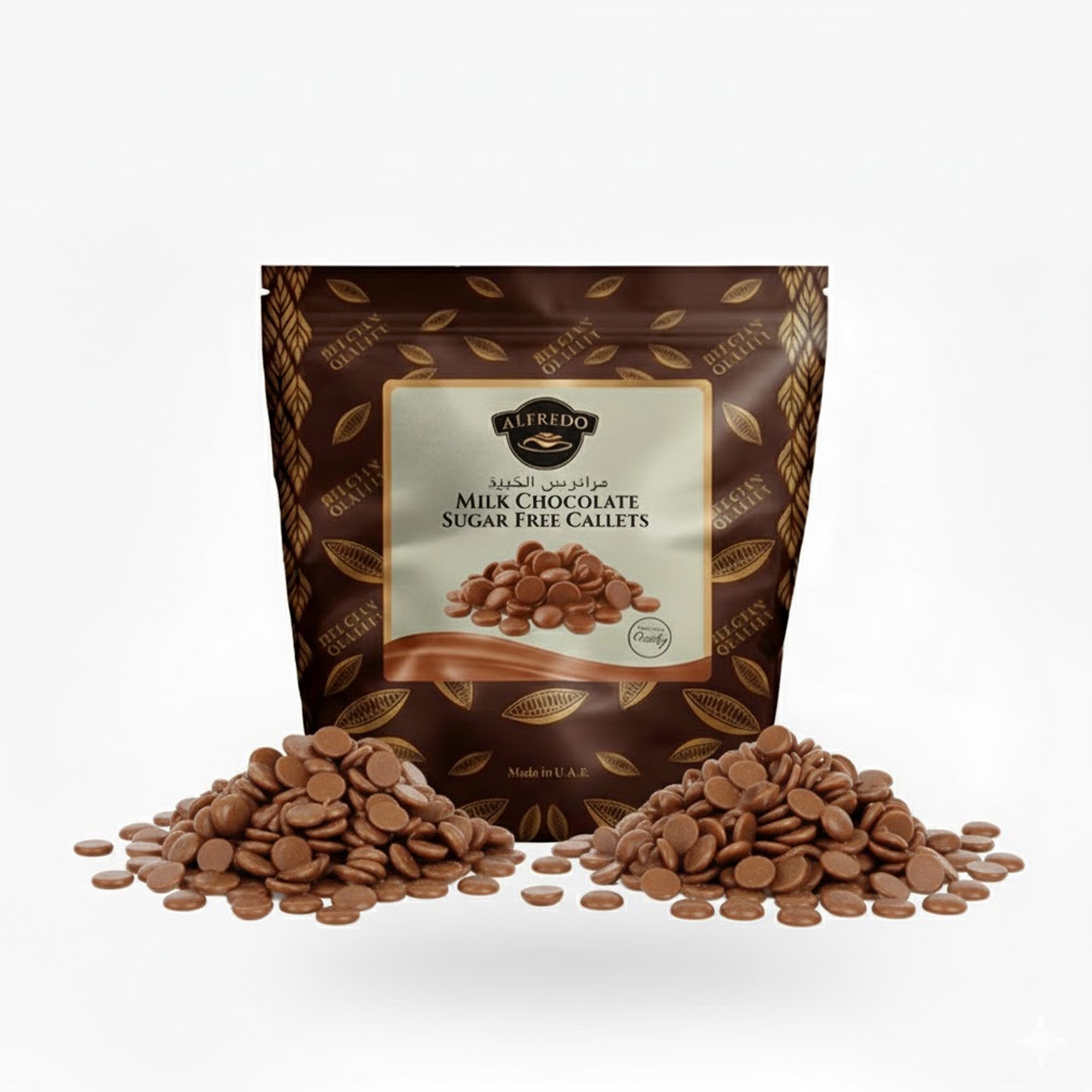 BAKING ESSENTIALS ALFREDO Milk Chocolate Sugar Free Callets, 5 kg