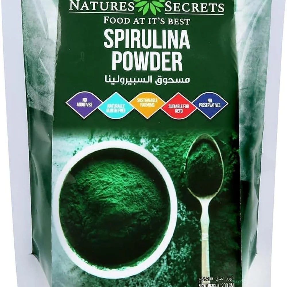 NATURES SECRET Conventional Spirulina Powder, 200g, Gluten free, Keto
