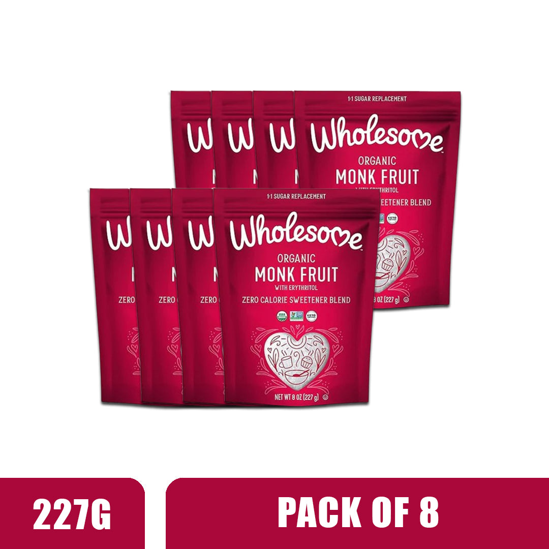 WHOLESOME Sweeteners Organic Monk Fruit Sweetener - Pack of 8 (227g each)