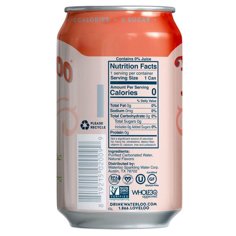 WATERLOO Peach Sparkling Water, 355ml