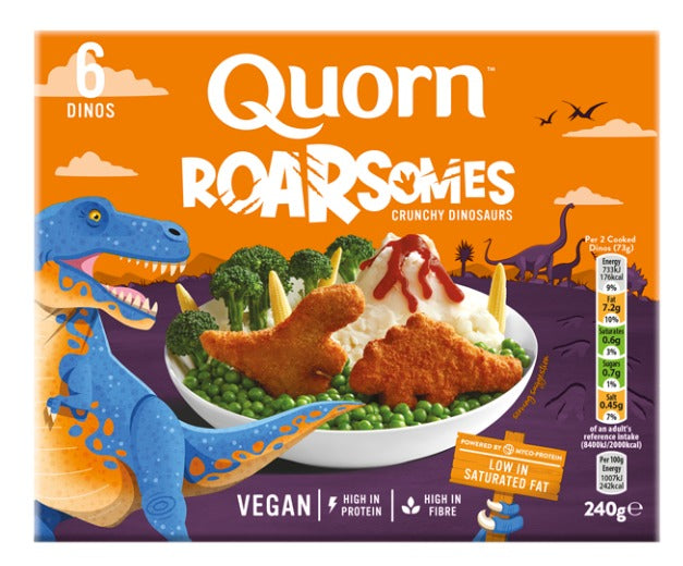 QUORN Meat Free Roarsomes, Crunchy Dinosaur Nuggets, 240g (6 Pieces) - Vegan