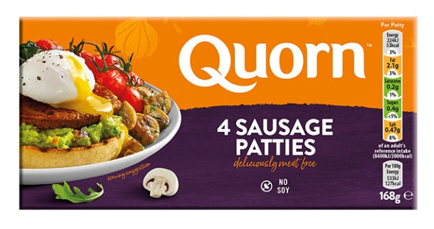 QUORN Meat Free Sausage Patties, 168g (Pack of 4) - Vegan, No Soy
