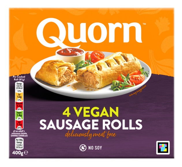 QUORN Meat Free Vegan Sausage Rolls, 400g (Pack of 4) - Vegan, No Soy