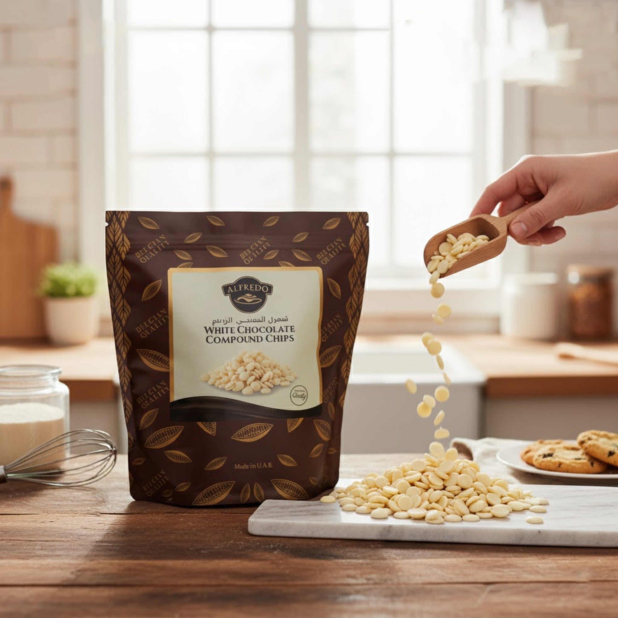 BAKING ESSENTIALS ALFREDO White Chocolate Compound Chips, 5 kg