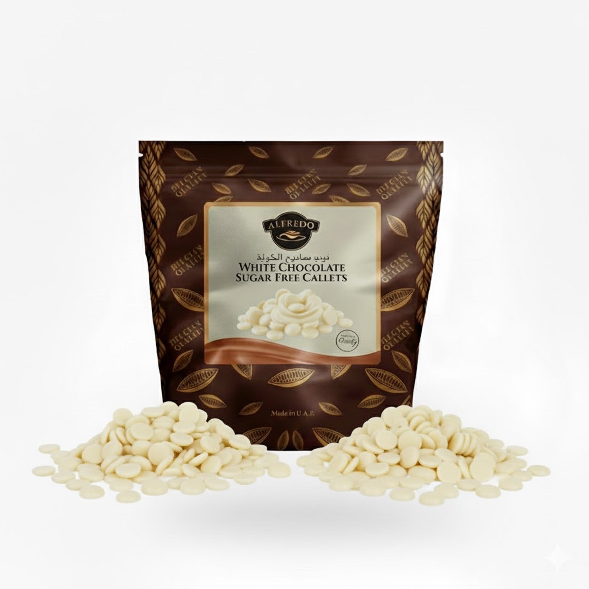 BAKING ESSENTIALS ALFREDO White Chocolate Sugar Free Callets, 5 kg