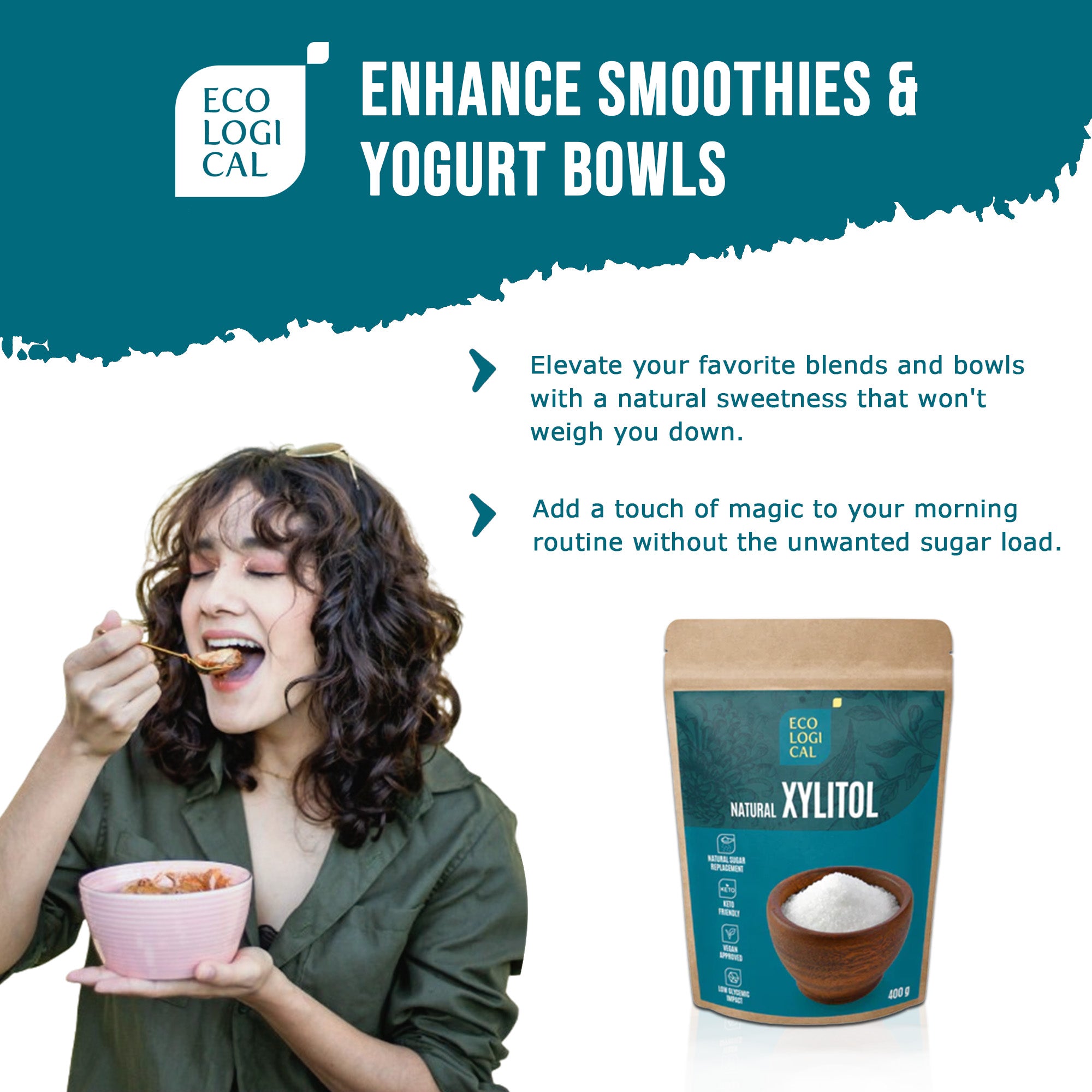 Premium ECOLOGICAL Natural Xylitol, 400g - Sugar Substitute for Healthy and Sustainable Living