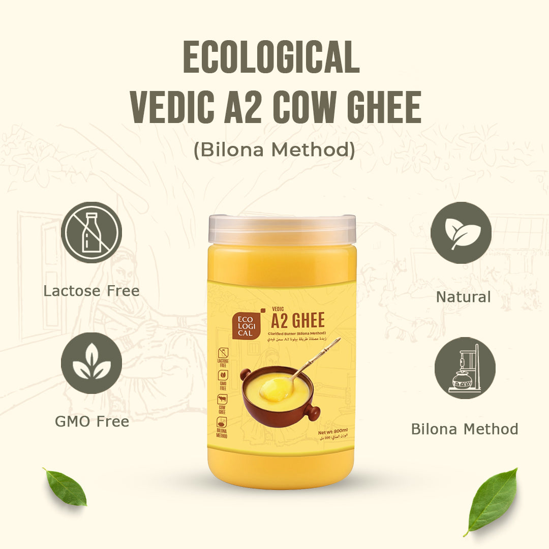 ECOLOGICAL A2 Bilona Cow Ghee, 800ml