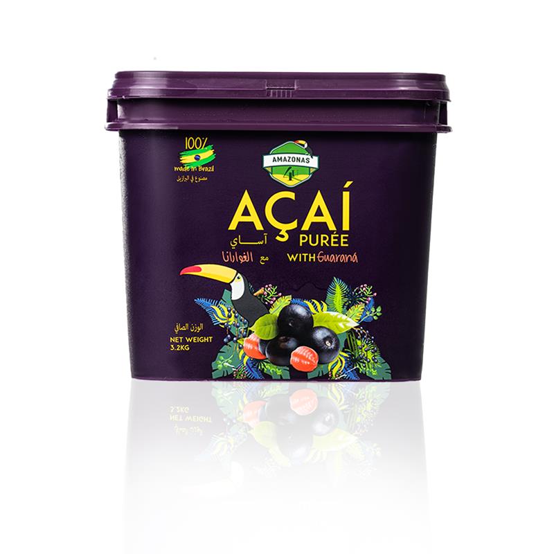AMAZONAS4U Acai Puree with Guarana - 3.2kg Tub | Frozen Superfood Blend for Health-Conscious Living