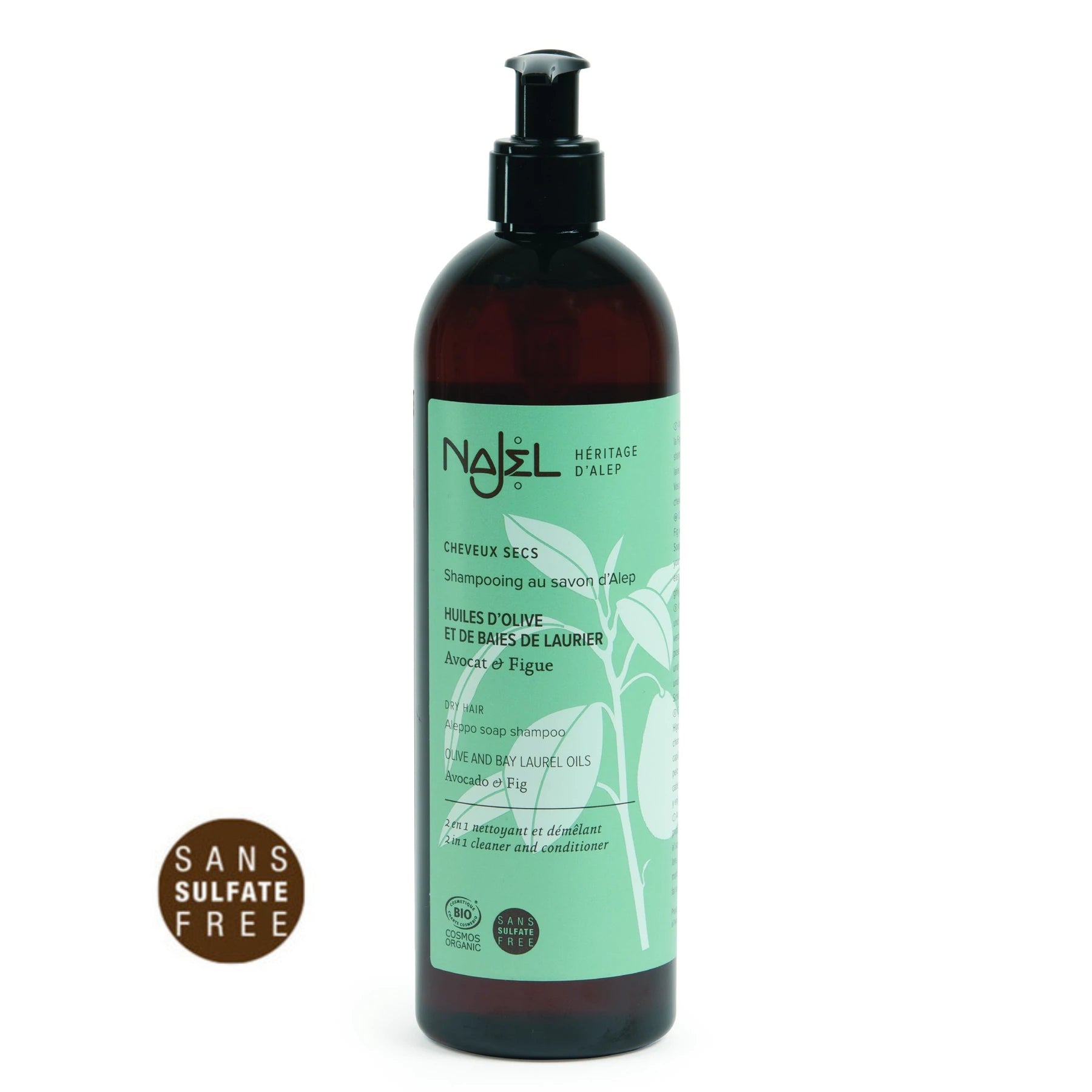 NAJEL Organic Skincare - Aleppo Soap Shampoo Dry Hair, 500ml, Organic, Vegan