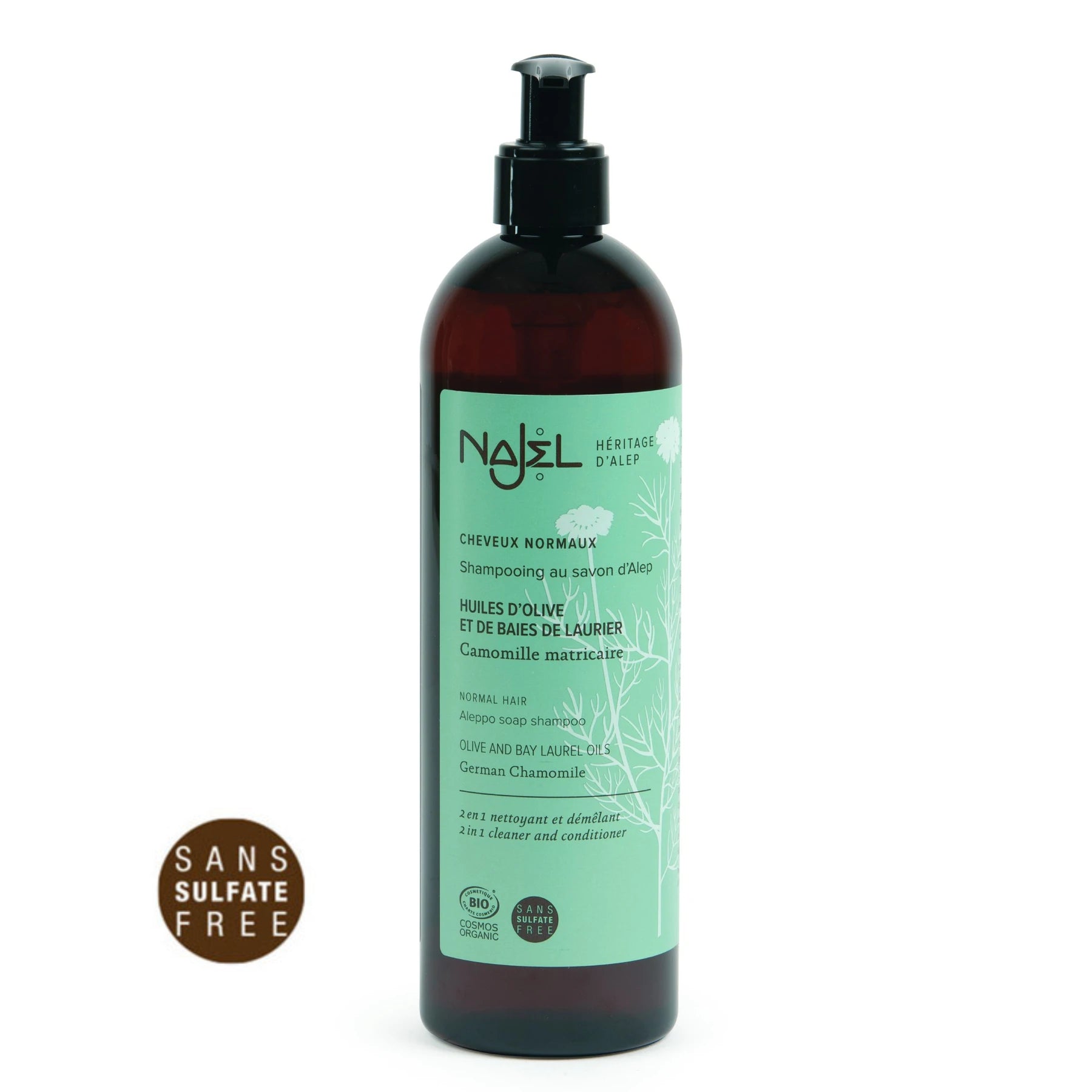 NAJEL Organic Skincare - Aleppo Soap Shampoo Normal Hair, 500ml