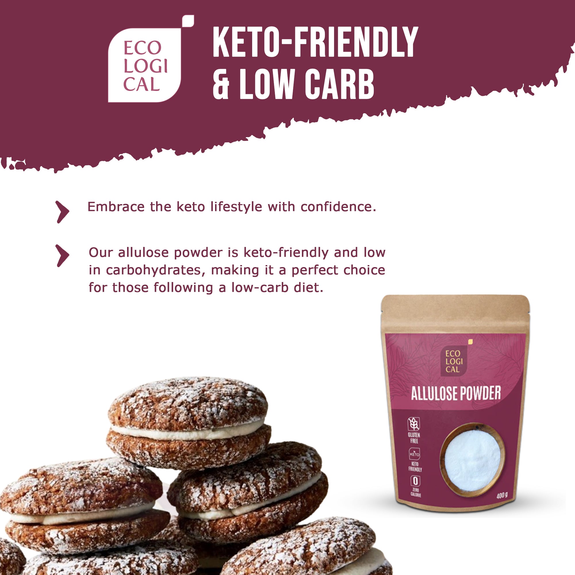 ECOLOGICAL Allulose Powder, 400g - Zero-Calorie Sugar Substitute