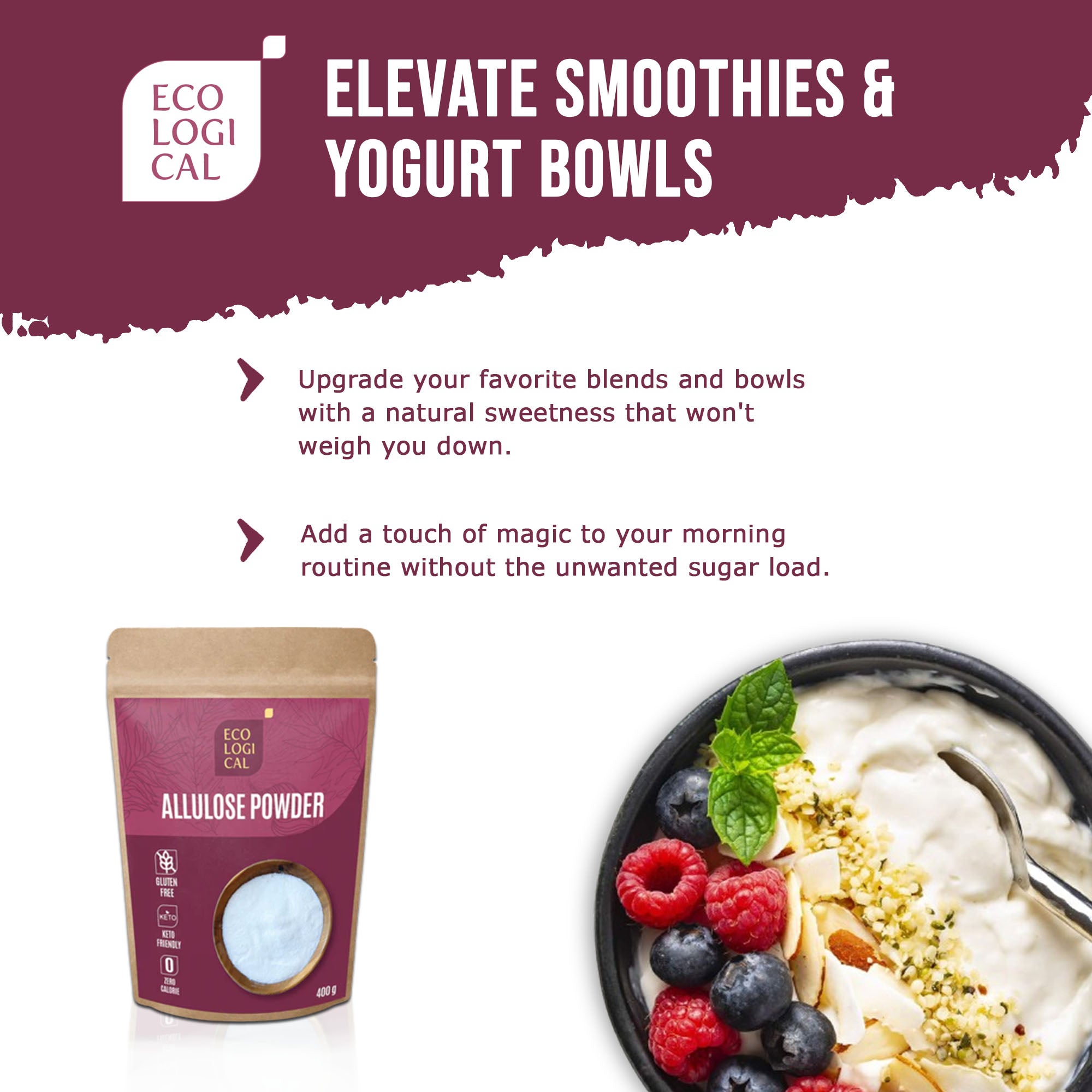 ECOLOGICAL Allulose Powder, 400g - Zero-Calorie Sugar Substitute