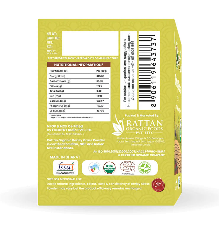 NUTRIORG Barley Powder, 75gm