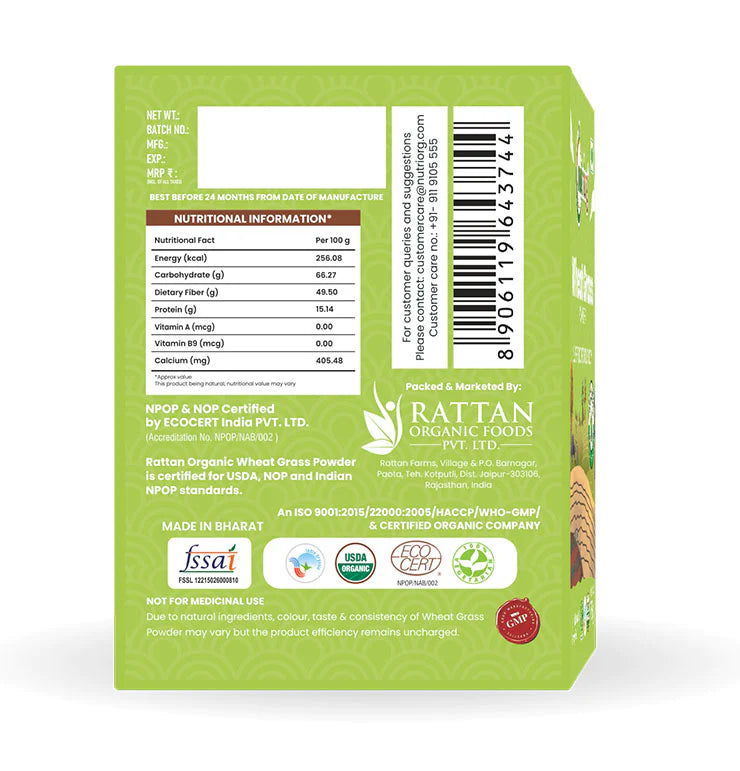 NUTRIORG Wheatgrass Powder, 75gm
