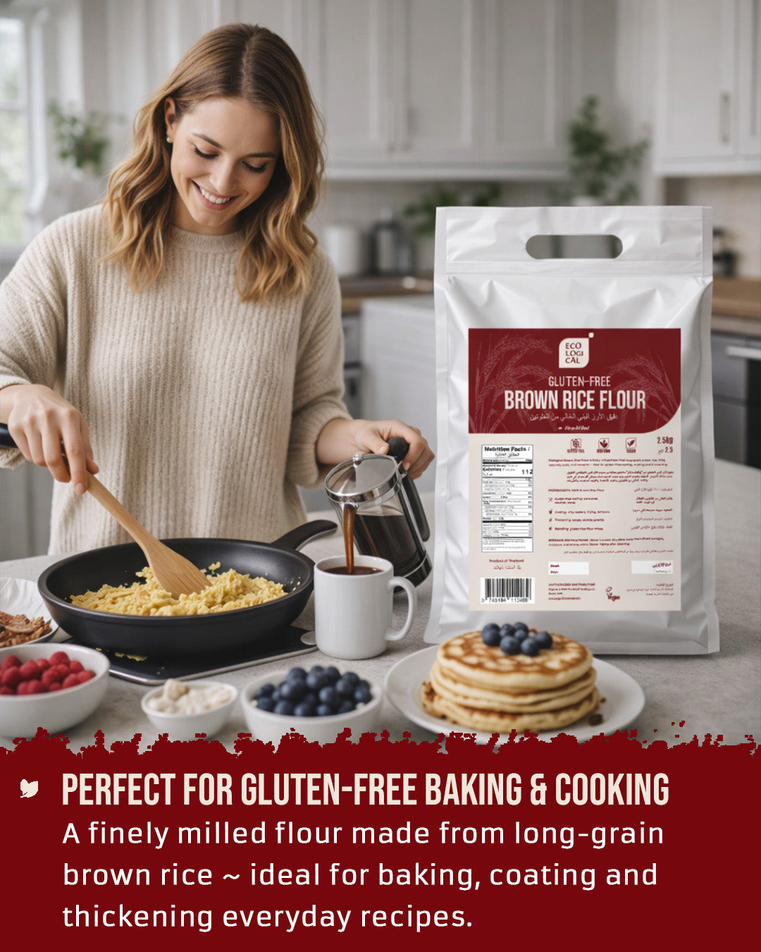 ECOLOGICAL Gluten-Free Brown Rice Flour, 2.5 kg
