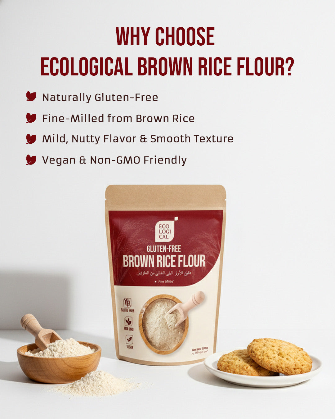 ECOLOGICAL Gluten-Free Brown Rice Flour, 500g