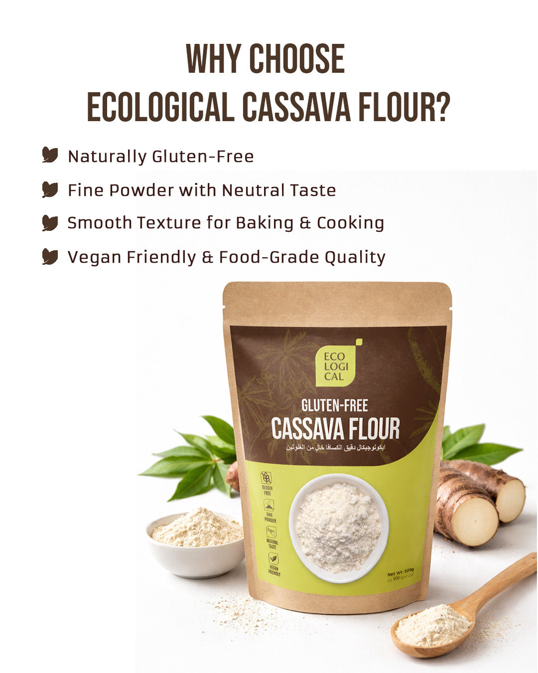 ECOLOGICAL Gluten-Free Cassava Flour, 500g