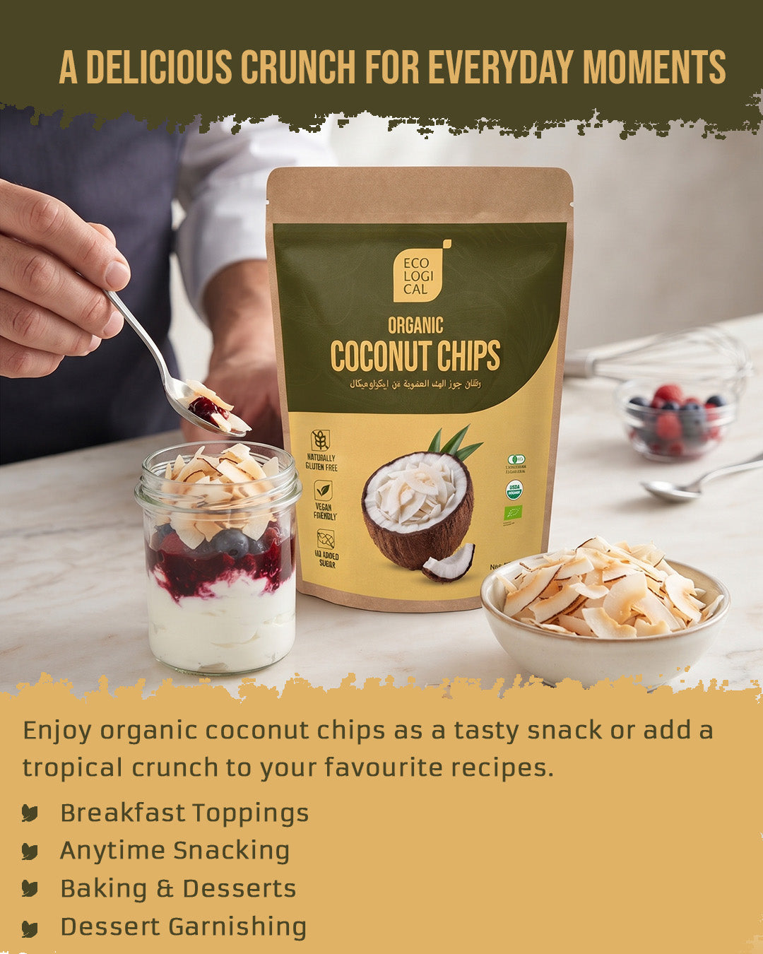 ECOLOGICAL Organic Coconut Chips, 250g